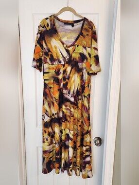 Womens Maxi Attitudes By Renee Qvc Size Xl Vibrant Colors Comfort Dress